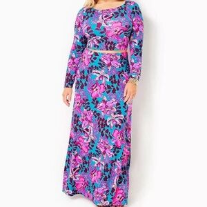 Floral Long Sleeve Maxi set (top and skirt) Lilly Pulitzer Large